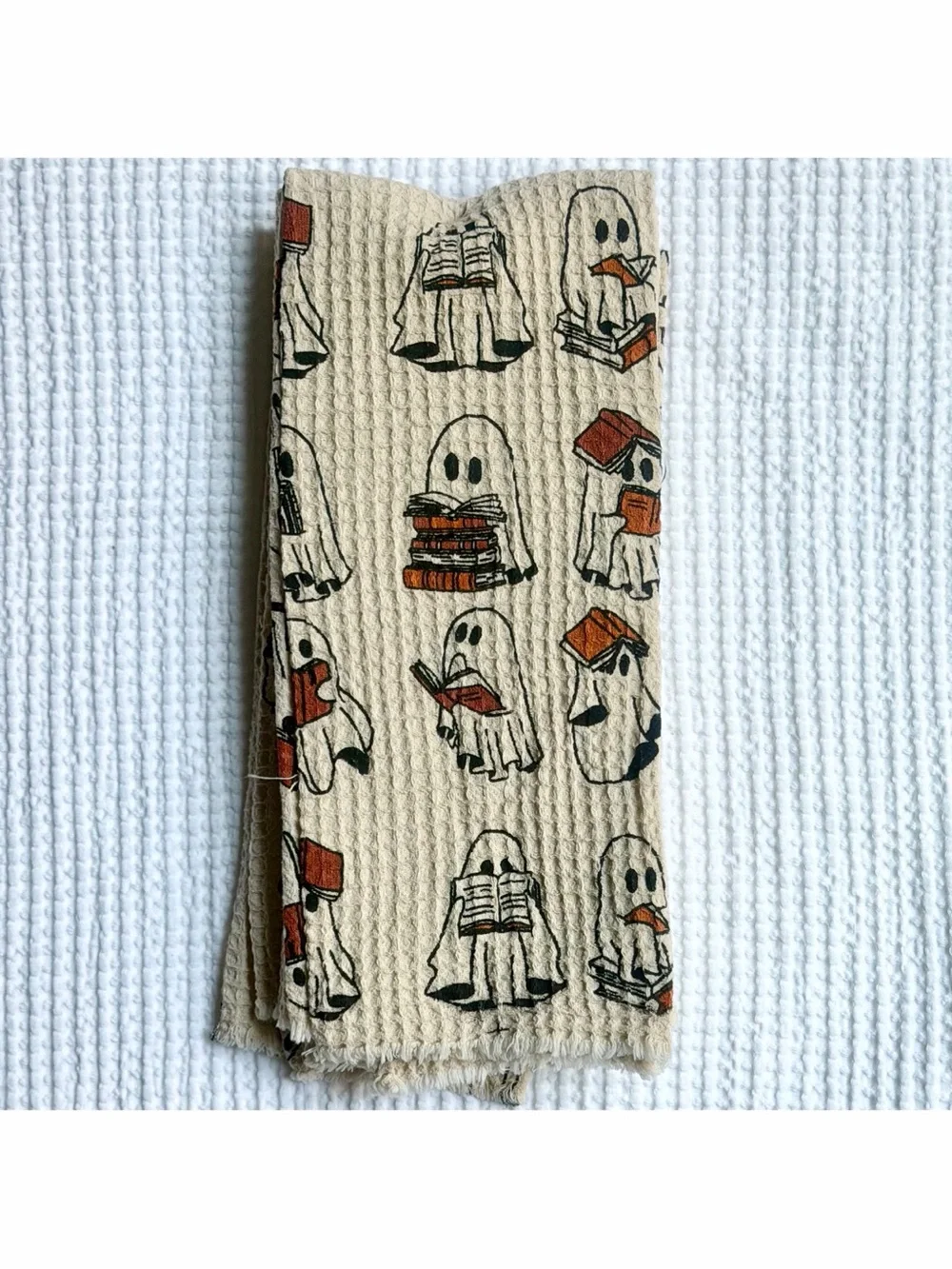 Rachel Zoe Ghosts Reading Books 3 Kitchen Towel Set Viral Halloween Decor NWT